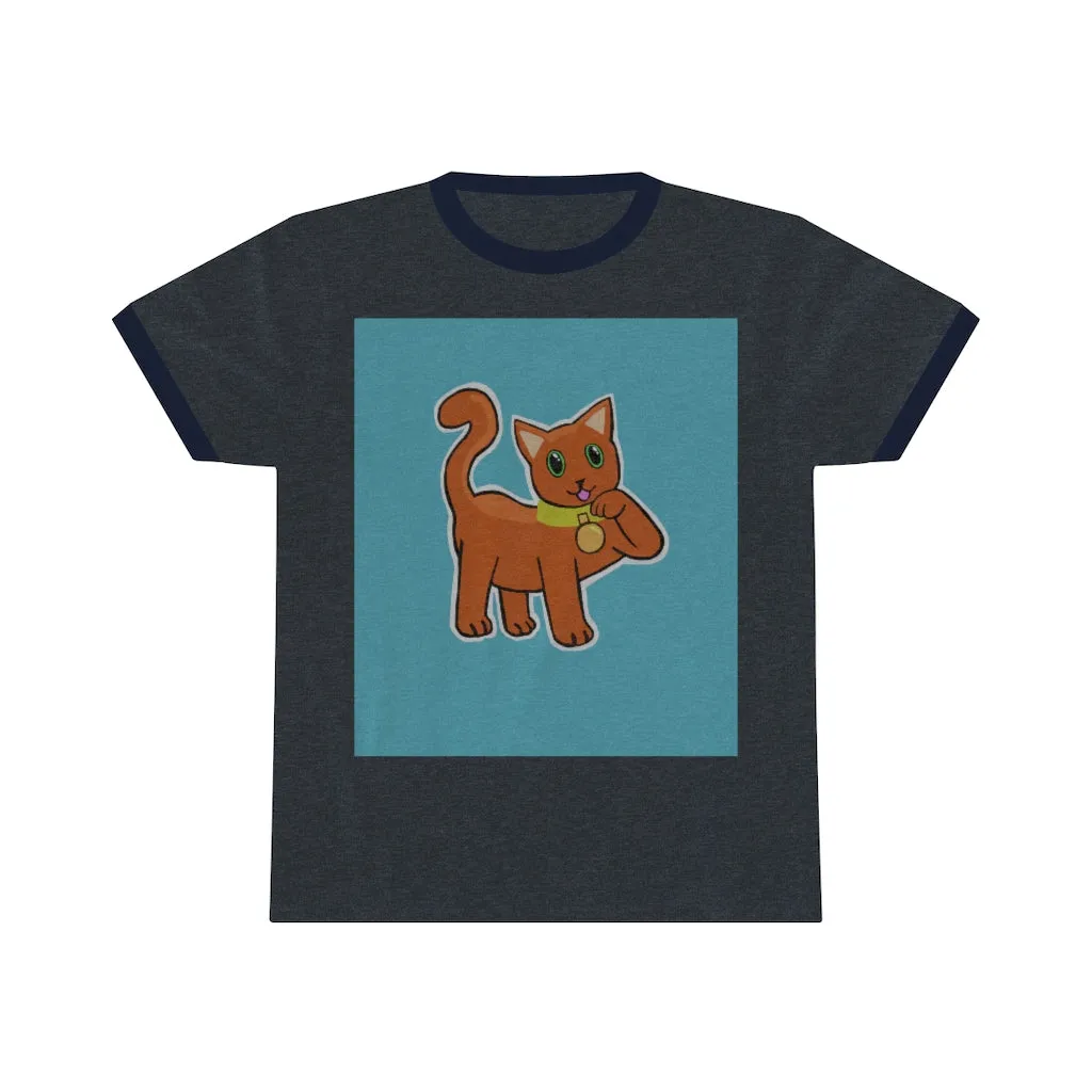 Orange Kitty Unisex Ringer Tee
