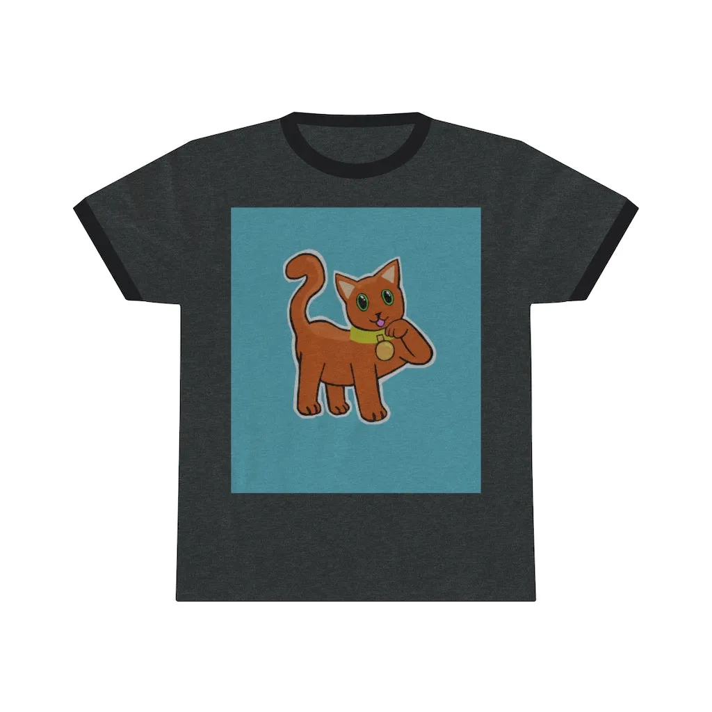 Orange Kitty Unisex Ringer Tee