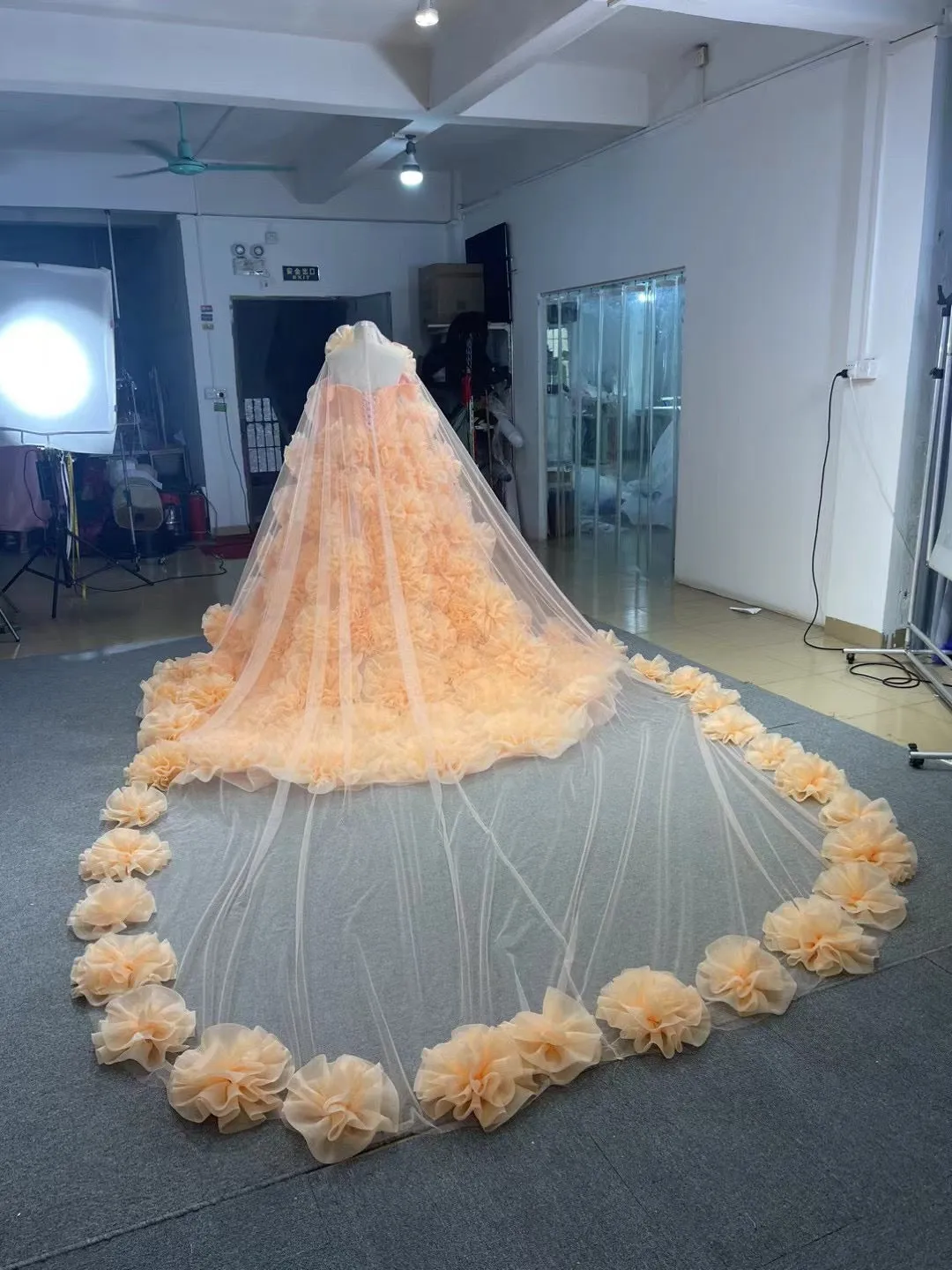 Orange Ruffles Tiered Sweet 16 Ball Gowns Off the Shoulder Pageant Dresses Quinceanera Dress 231109