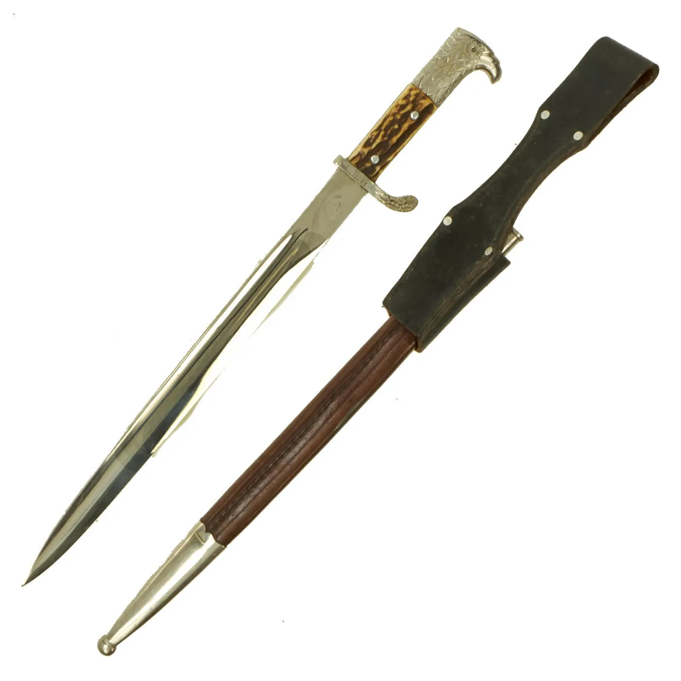 Original German WWII Unit Marked Rural Police Long Dress Bayonet by Alexander Coppel with Frog