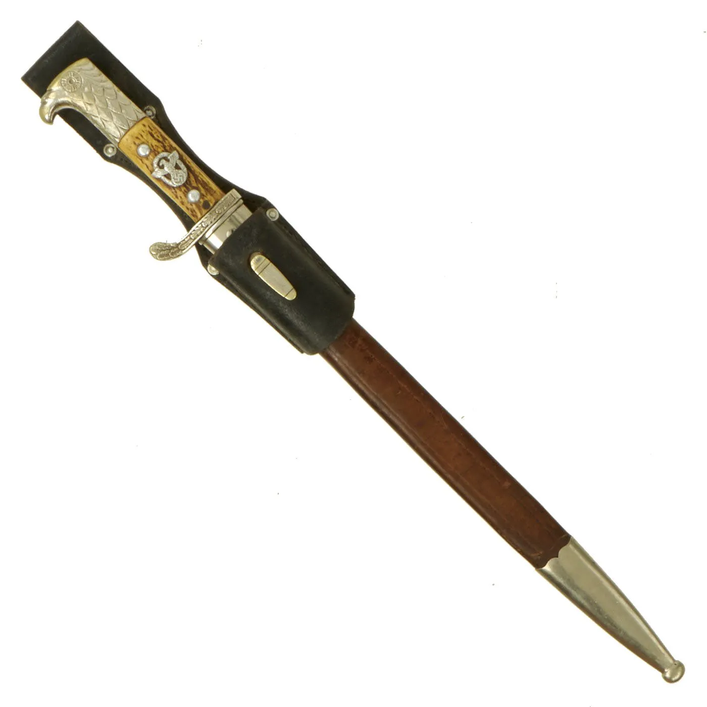 Original German WWII Unit Marked Rural Police Long Dress Bayonet by Alexander Coppel with Frog