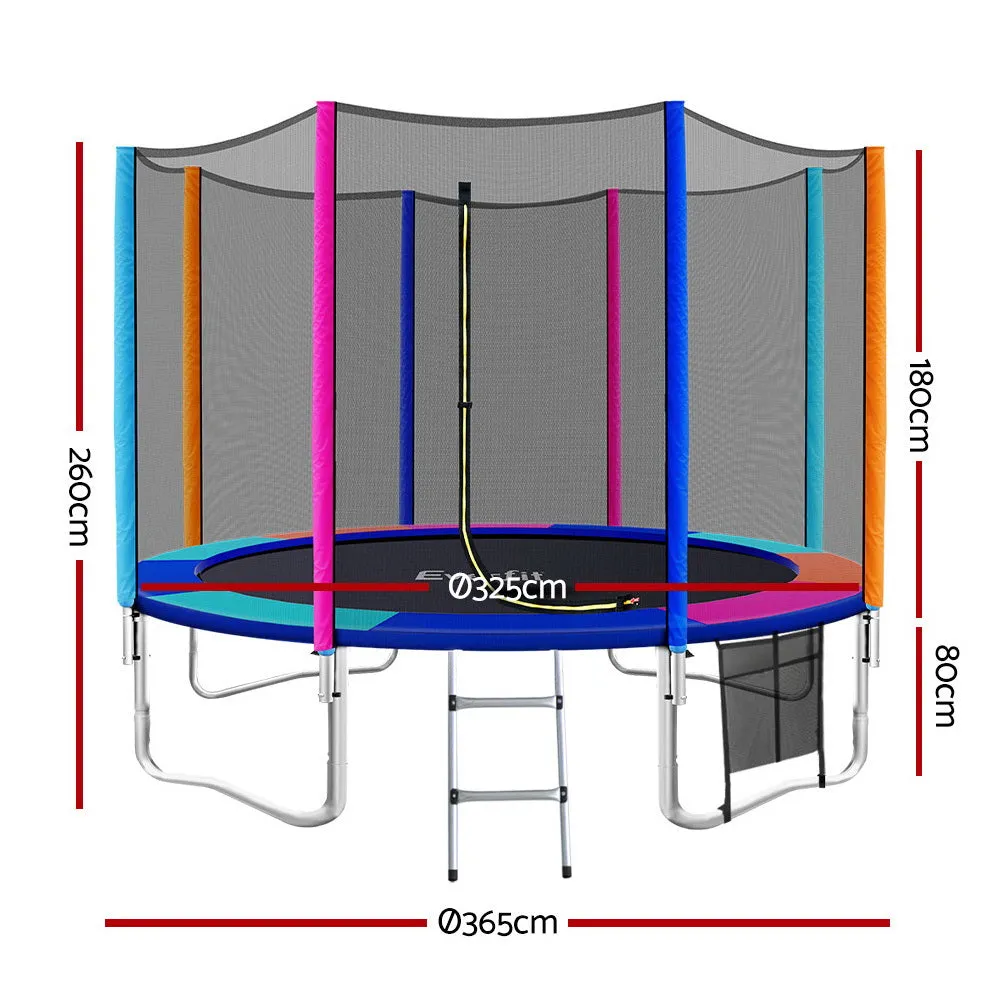 Outdoor Round 12Ft Trampoline Kids Children Enclosure Safety Net Pads Multi Colour