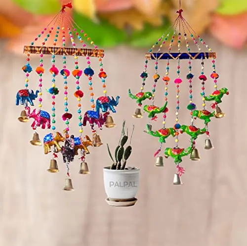 PALPAL Elephant And Parrot Wind Chimes Set of 2 Home Décor Item (1parrot&1elephant-bharva-wc-set-2)