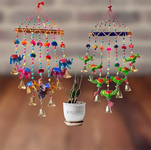 PALPAL Elephant And Parrot Wind Chimes Set of 2 Home Décor Item (1parrot&1elephant-bharva-wc-set-2)