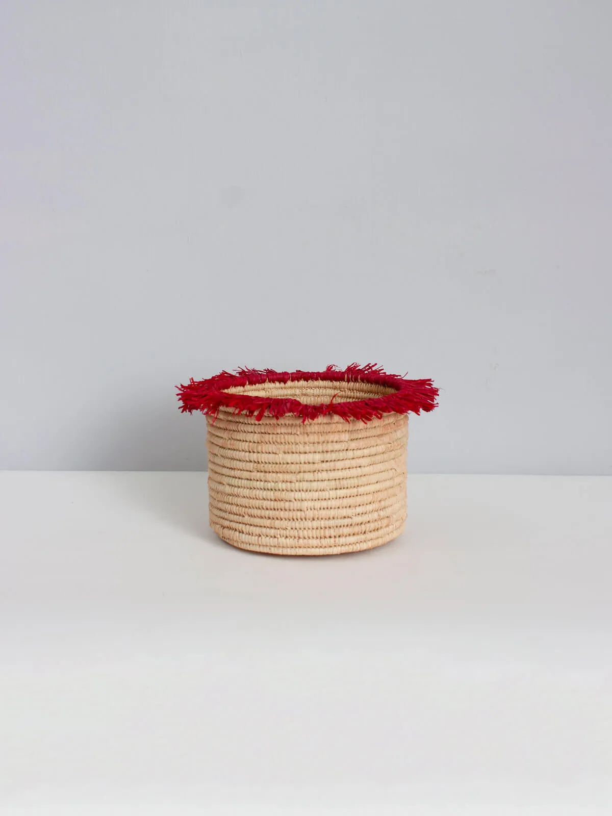 Raffia Tassel Storage Pots, Red