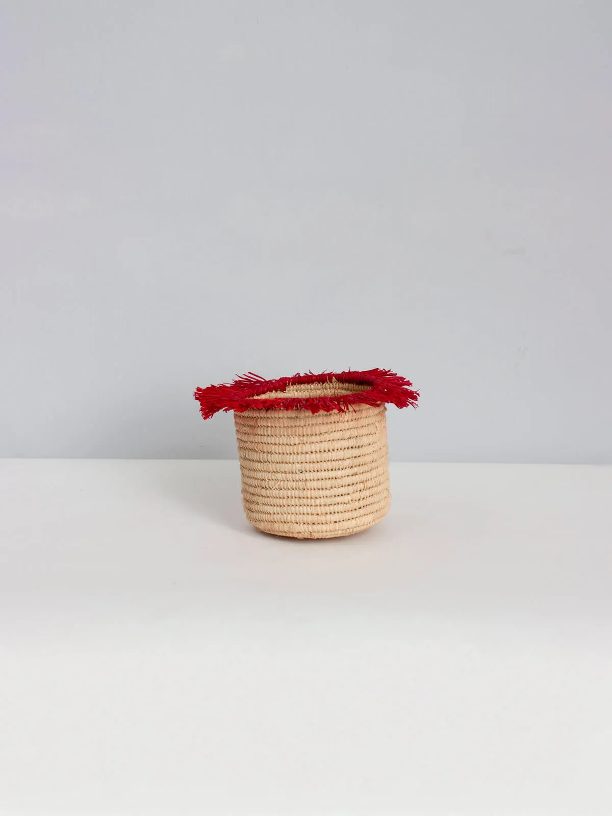 Raffia Tassel Storage Pots, Red