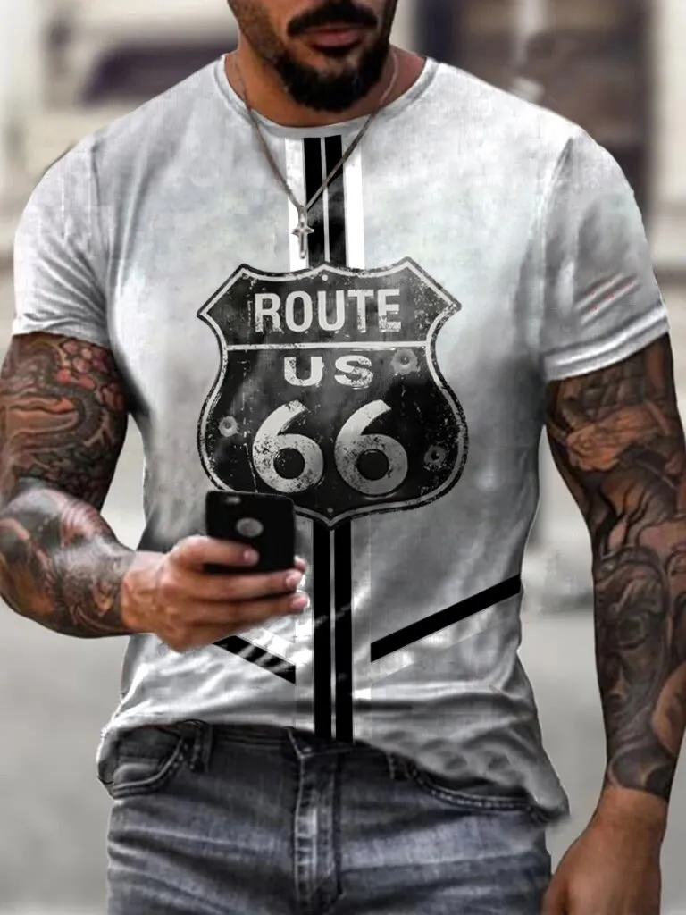 Retro  Route 66 Casual T-Shirt