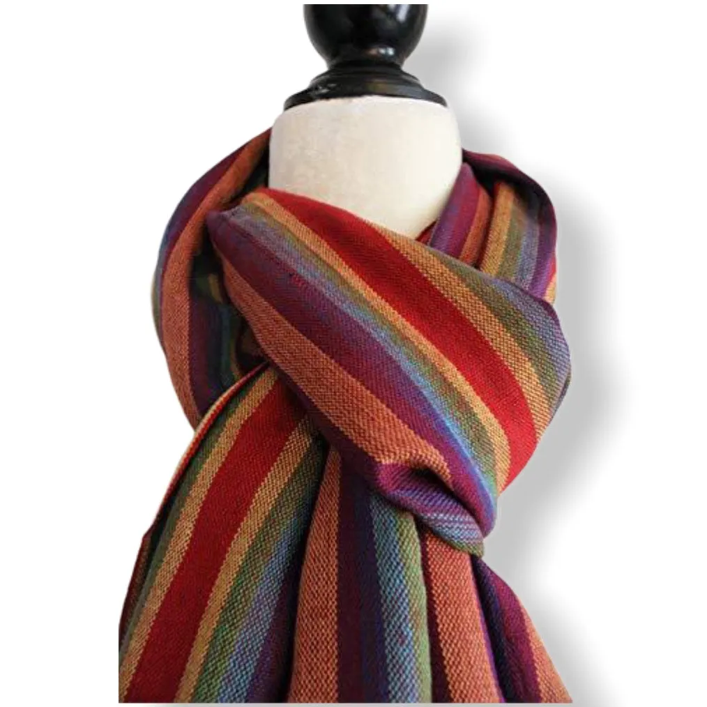 Small Striped Handwoven Scarf - Brights