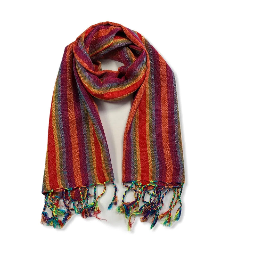 Small Striped Handwoven Scarf - Brights