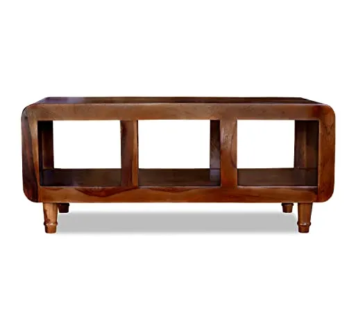 SONA ART & CRAFTS Solid Sheesham Wood Coffee Table & Center Table for Living Room Furniture (Finish Color - Natural Teak)