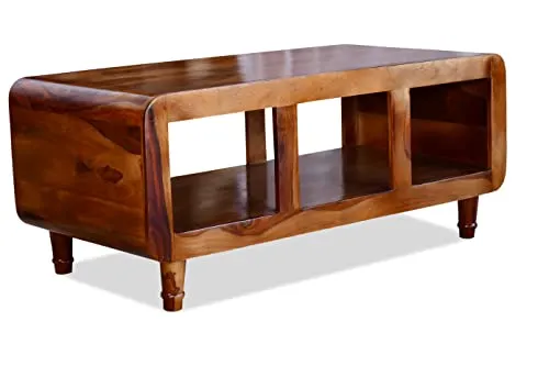SONA ART & CRAFTS Solid Sheesham Wood Coffee Table & Center Table for Living Room Furniture (Finish Color - Natural Teak)