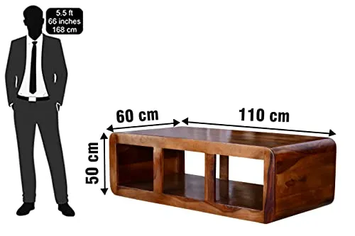 SONA ART & CRAFTS Solid Sheesham Wood Coffee Table & Center Table for Living Room Furniture (Finish Color - Natural Teak)