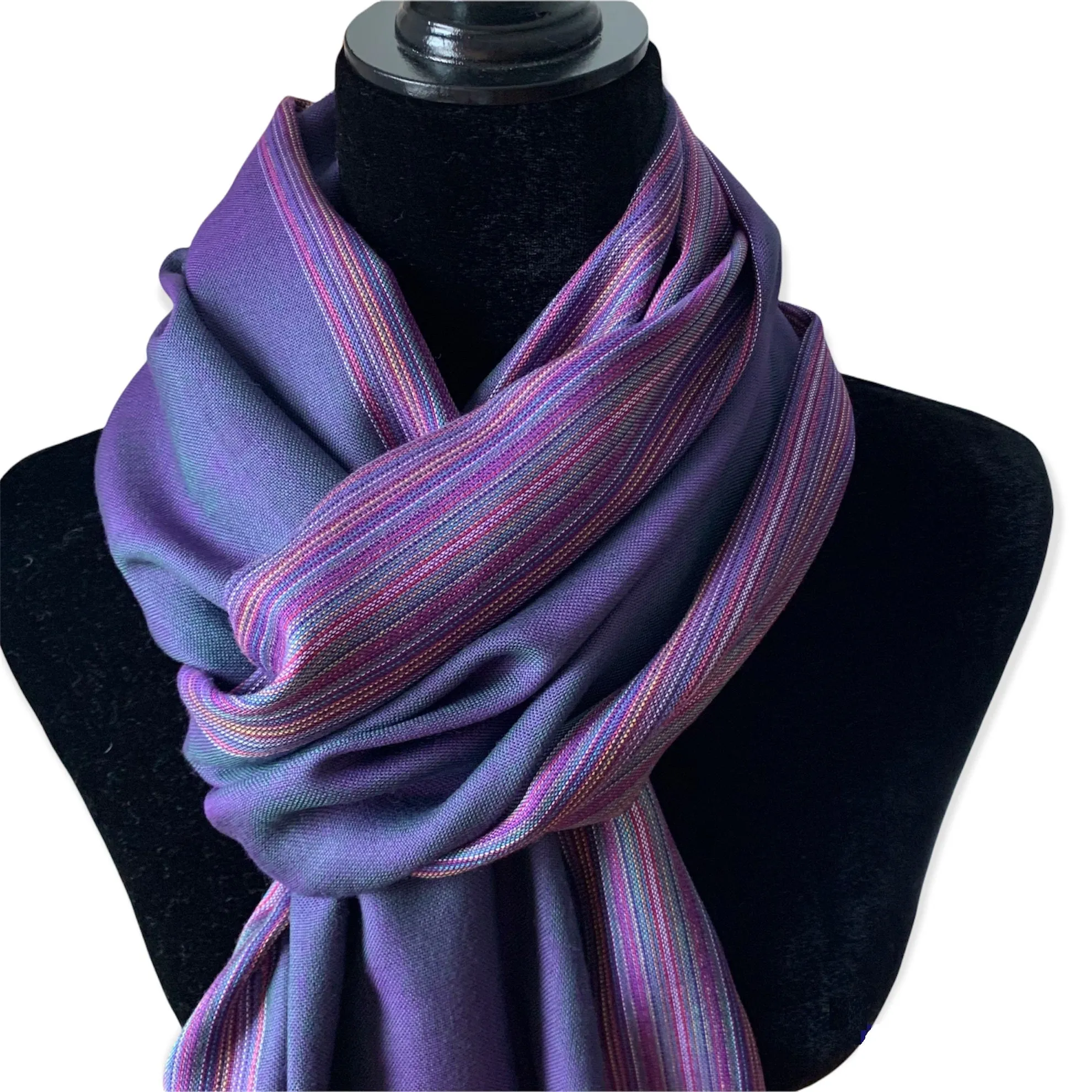 Striped-frame Handwoven Scarf - Very Peri