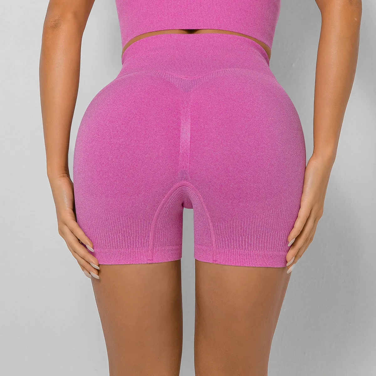 Summer new sports Yoga Sexy Shorts Solid color Seamless High waist Breathable Peach Hip Women's Gym Essential Hip-lifting pants