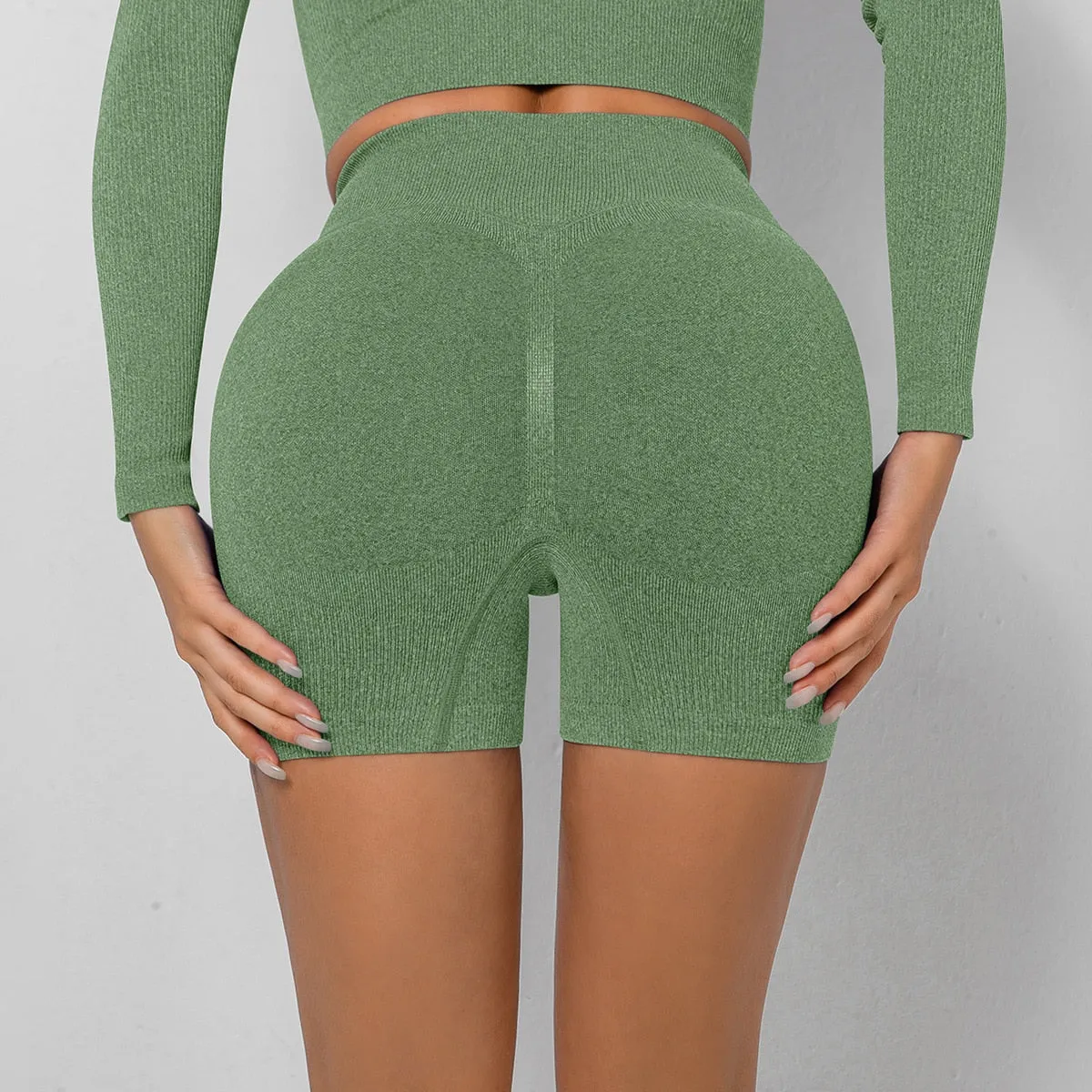 Summer new sports Yoga Sexy Shorts Solid color Seamless High waist Breathable Peach Hip Women's Gym Essential Hip-lifting pants