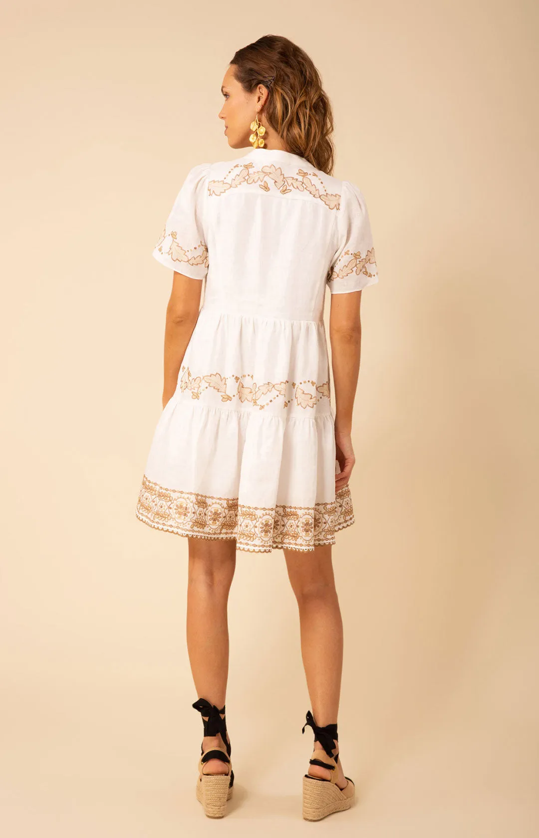 Teagan Embroidered Linen Dress