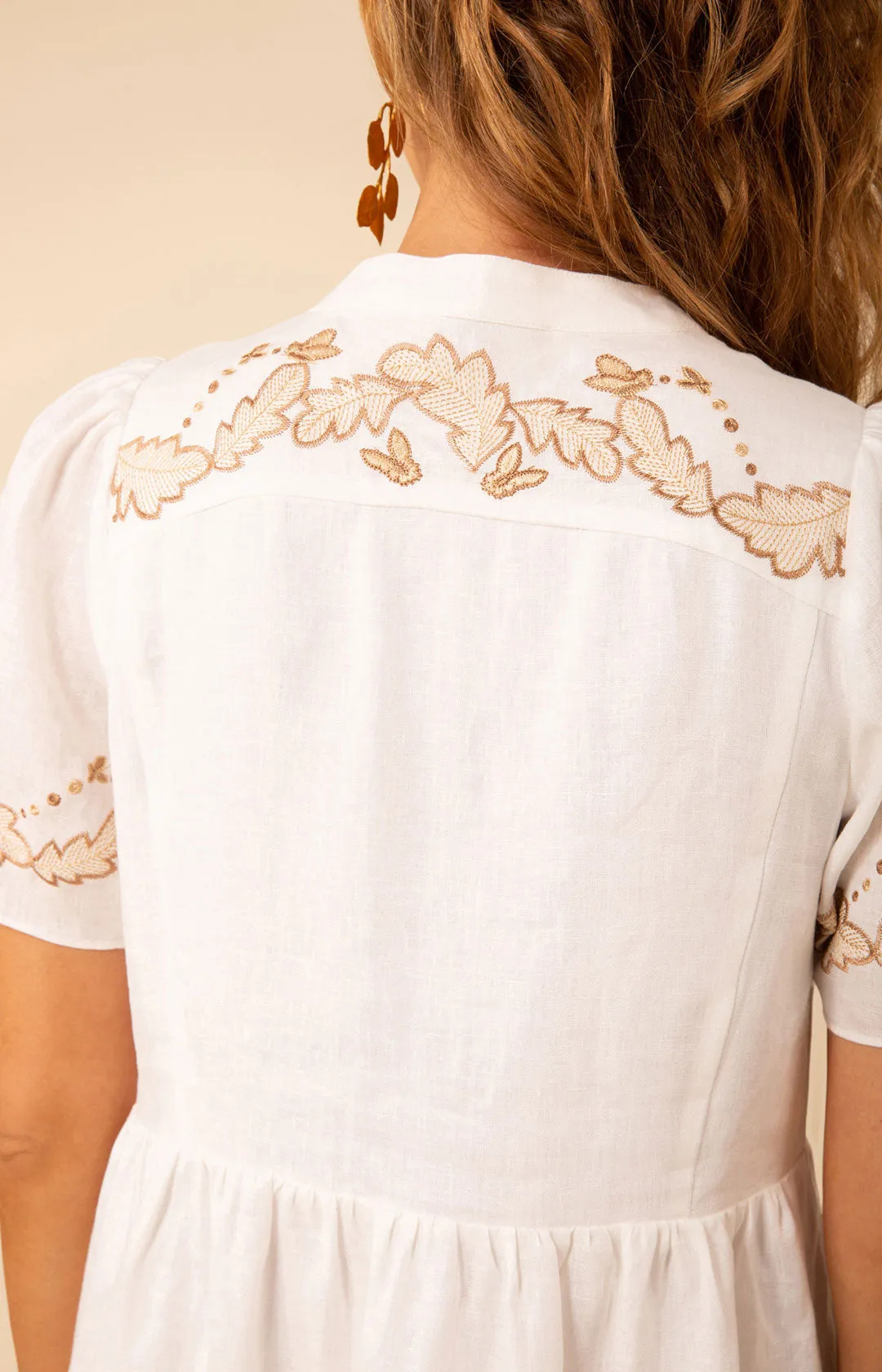 Teagan Embroidered Linen Dress