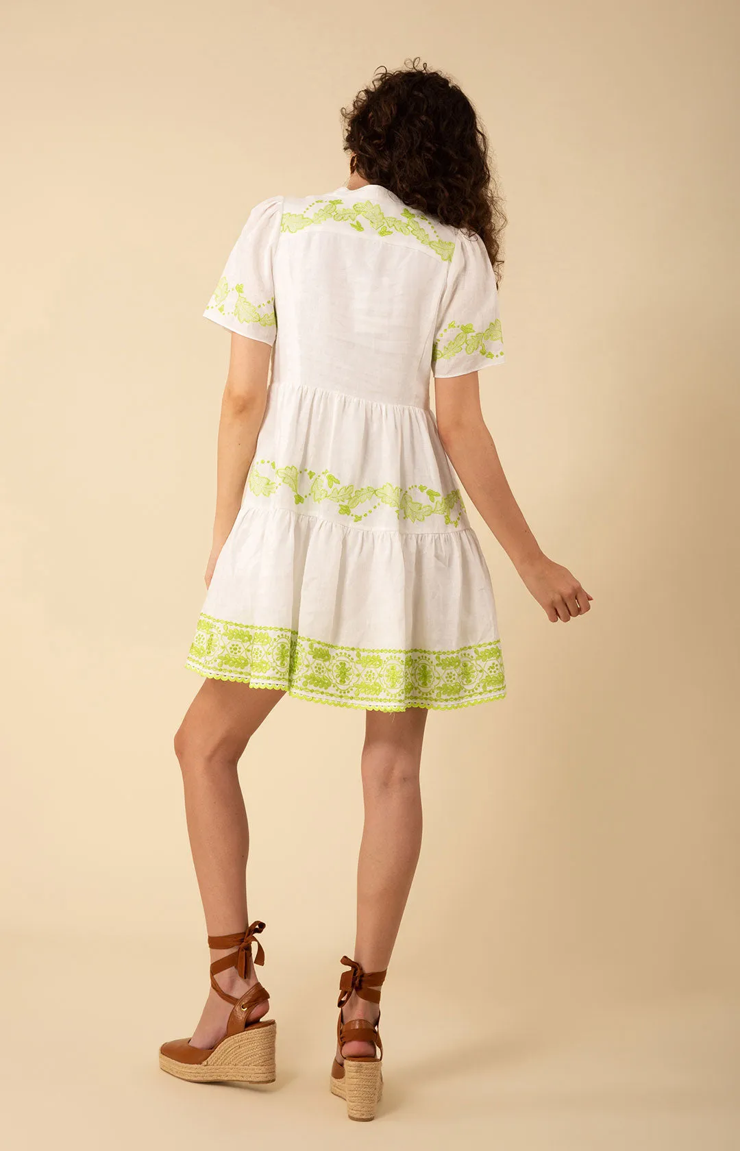 Teagan Embroidered Linen Dress