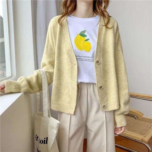 Winter Women Sweater Cardigans - Oversize V neck Knit Cardigans - Girls Outwear Chic Tops (TP4)(TB8C)