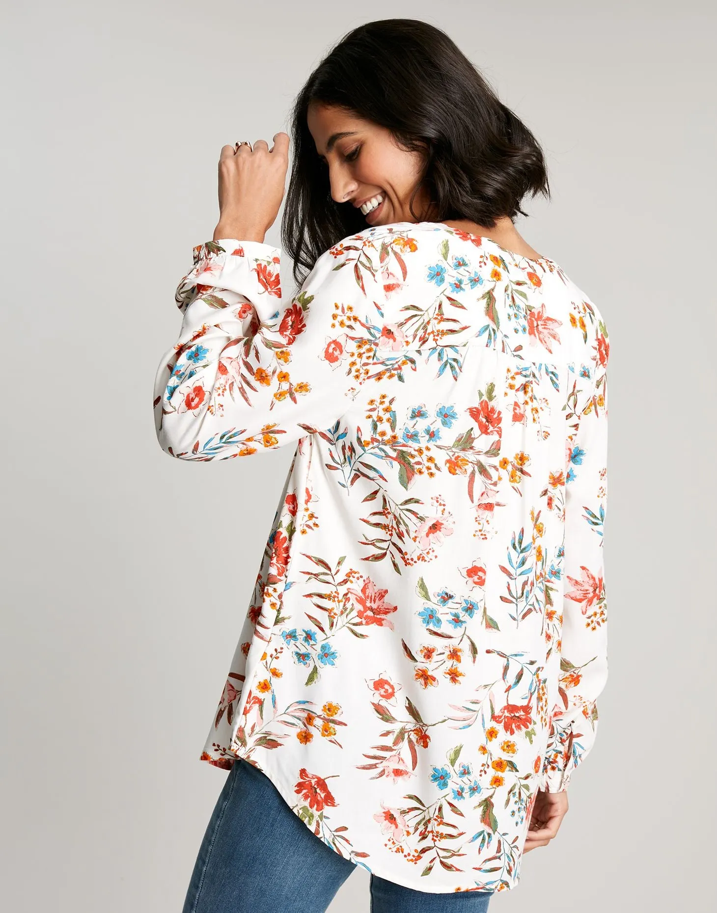 Women's Georgia Pop Over Top - Cream Floral
